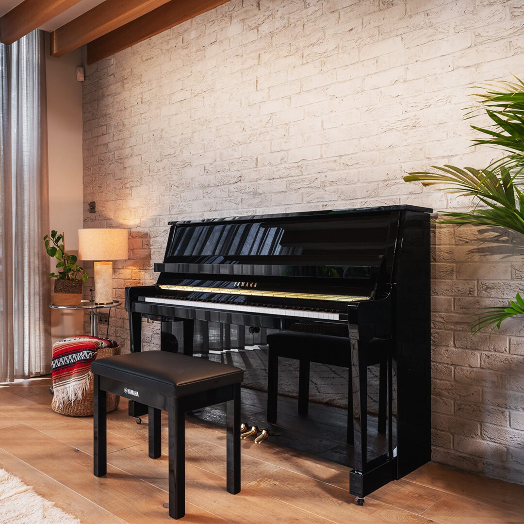 The upright piano B20 placed in the living room